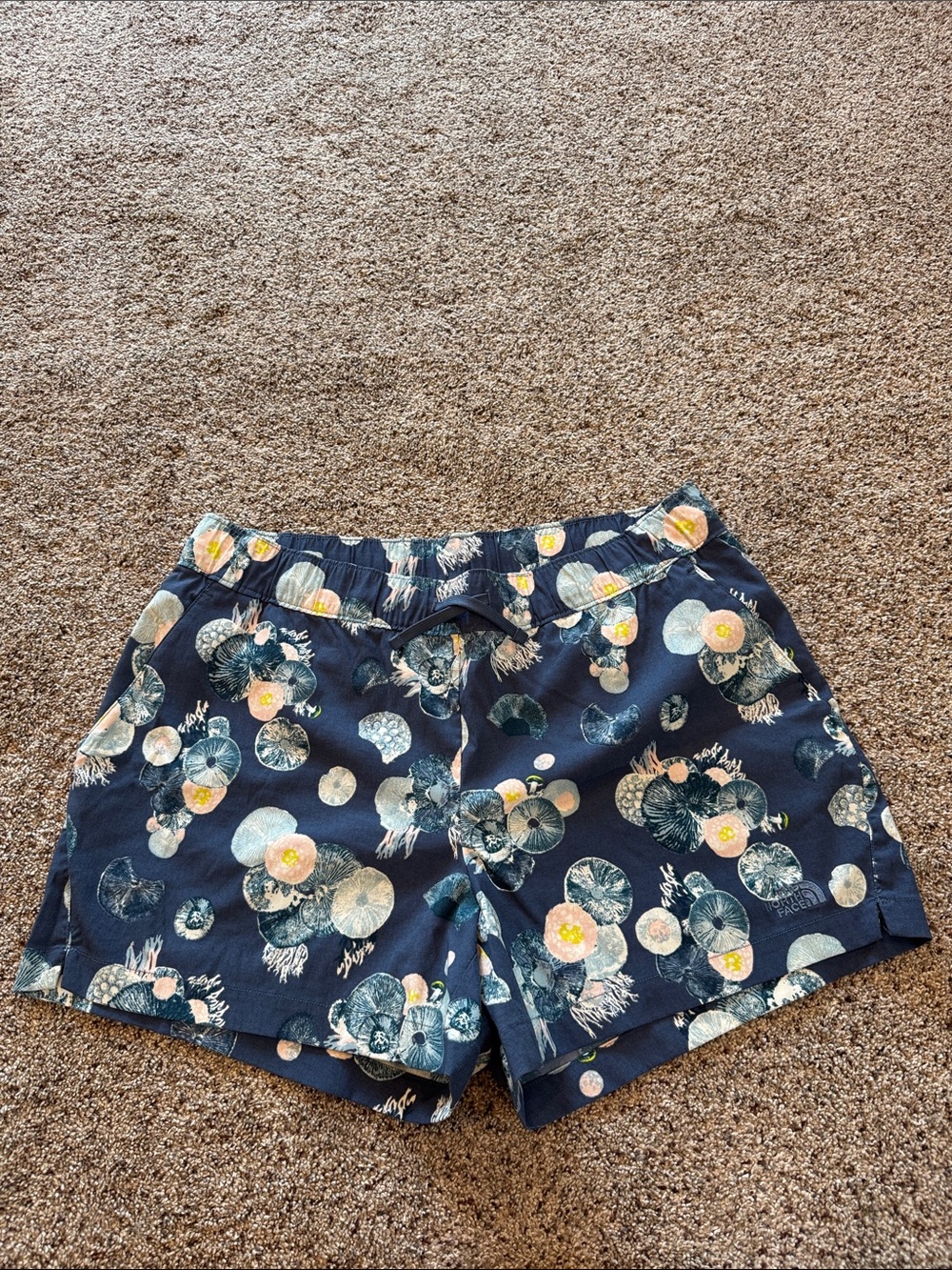 The North Face Navy Floral Elastic Waist Shorts